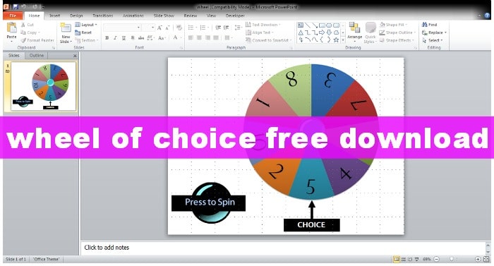 Spin the wheel! Free spinner PowerPoint template