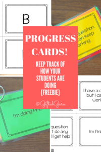 Progress cards from Gifted Guru - Freebie for helping check in with students