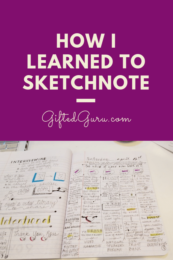 pinterest image for How I Learned to Sketchnote by Gifted Guru