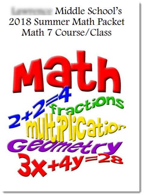 image of cover of summer math packet