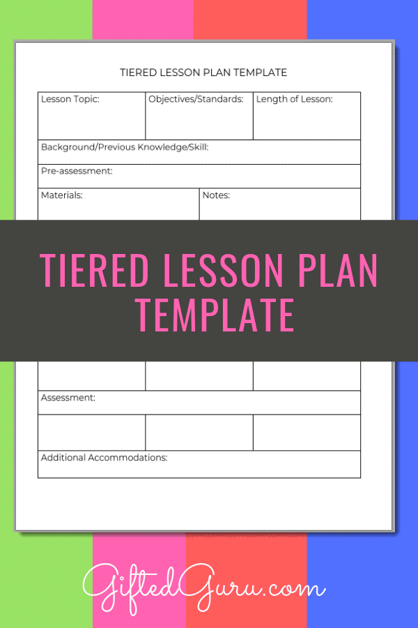 pinterest image for Tiered Lesson Plan Template article