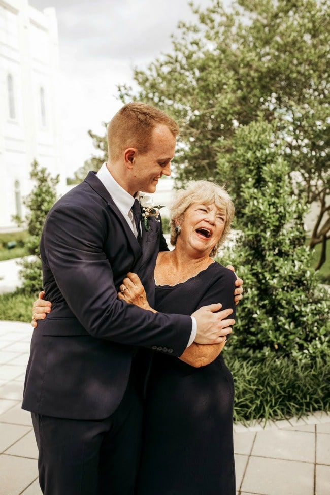 young man and his grandmother