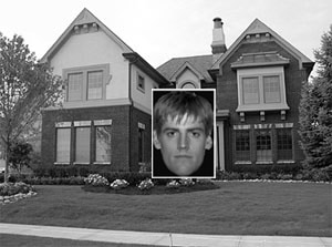 face superimposed on house