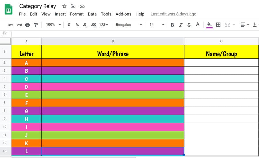 vocabulary review assignments