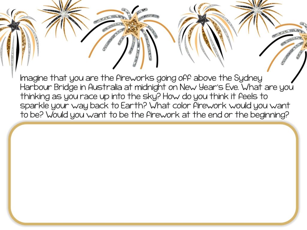 glittery fireworks with text and text box