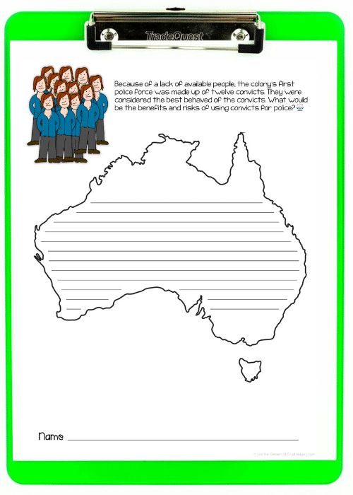 green clipboard with Australia Day writing prompt on paper