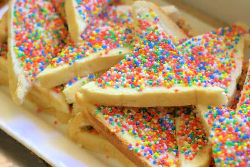 australian fairy bread bread with sprinkles