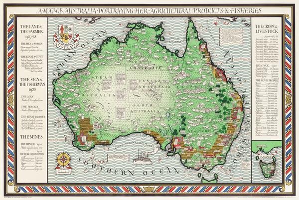 old drawn map of Australia