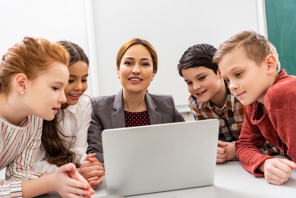 teacher with students