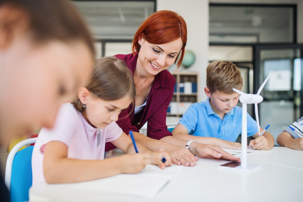 teacher with students