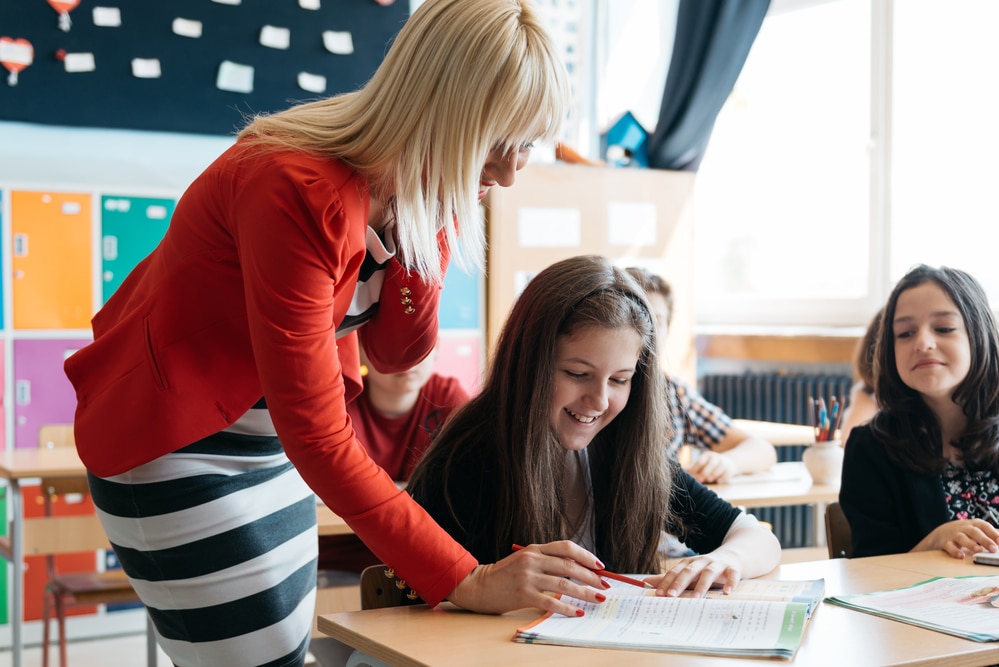 teacher with students