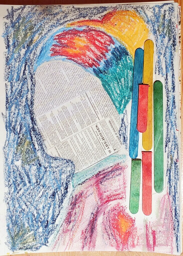 mixed media drawing of Girl with a Pearl Earring