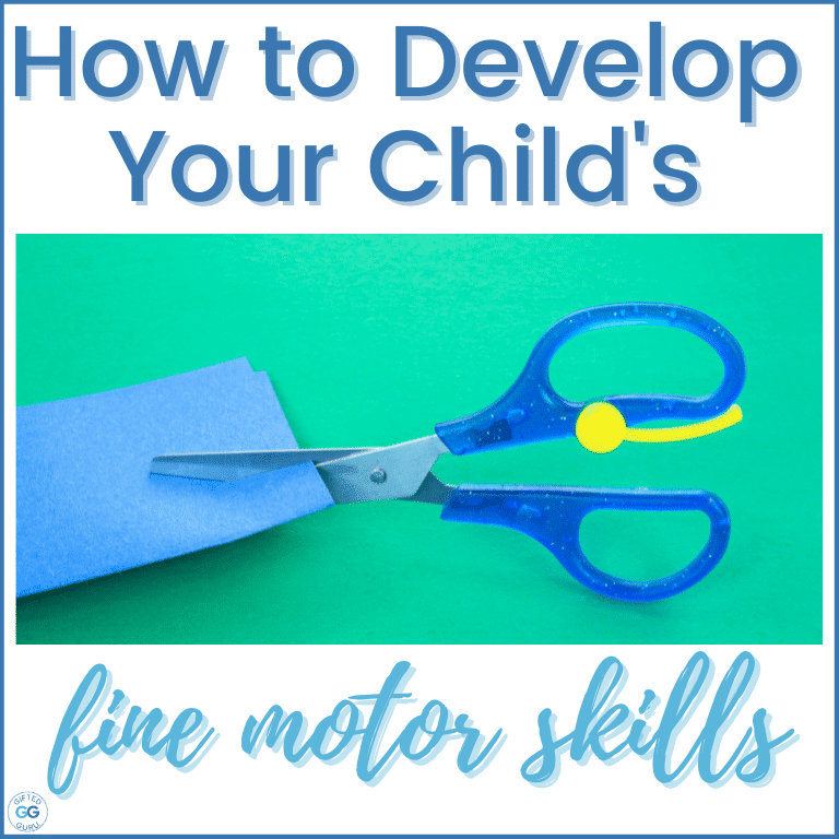 scissors cutting paper with title how to develop your child's fine motor skills