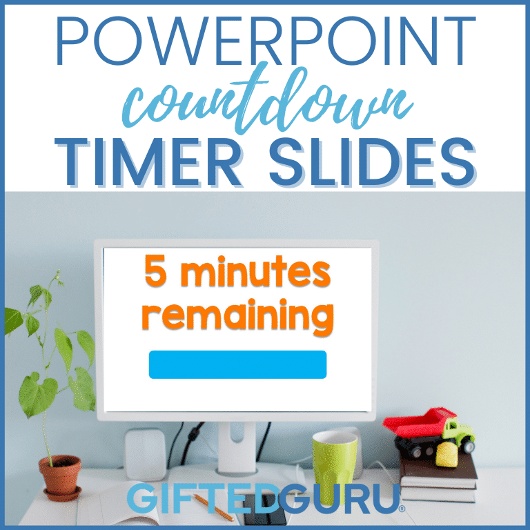 computer with powerpoint timer and title PowerPoint Countdown Timer Slides