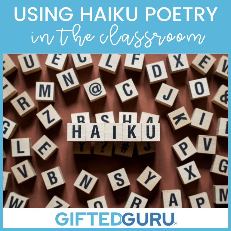 Using Haiku Poetry in the Classroom and wooden letter titles spelling out the word haiku